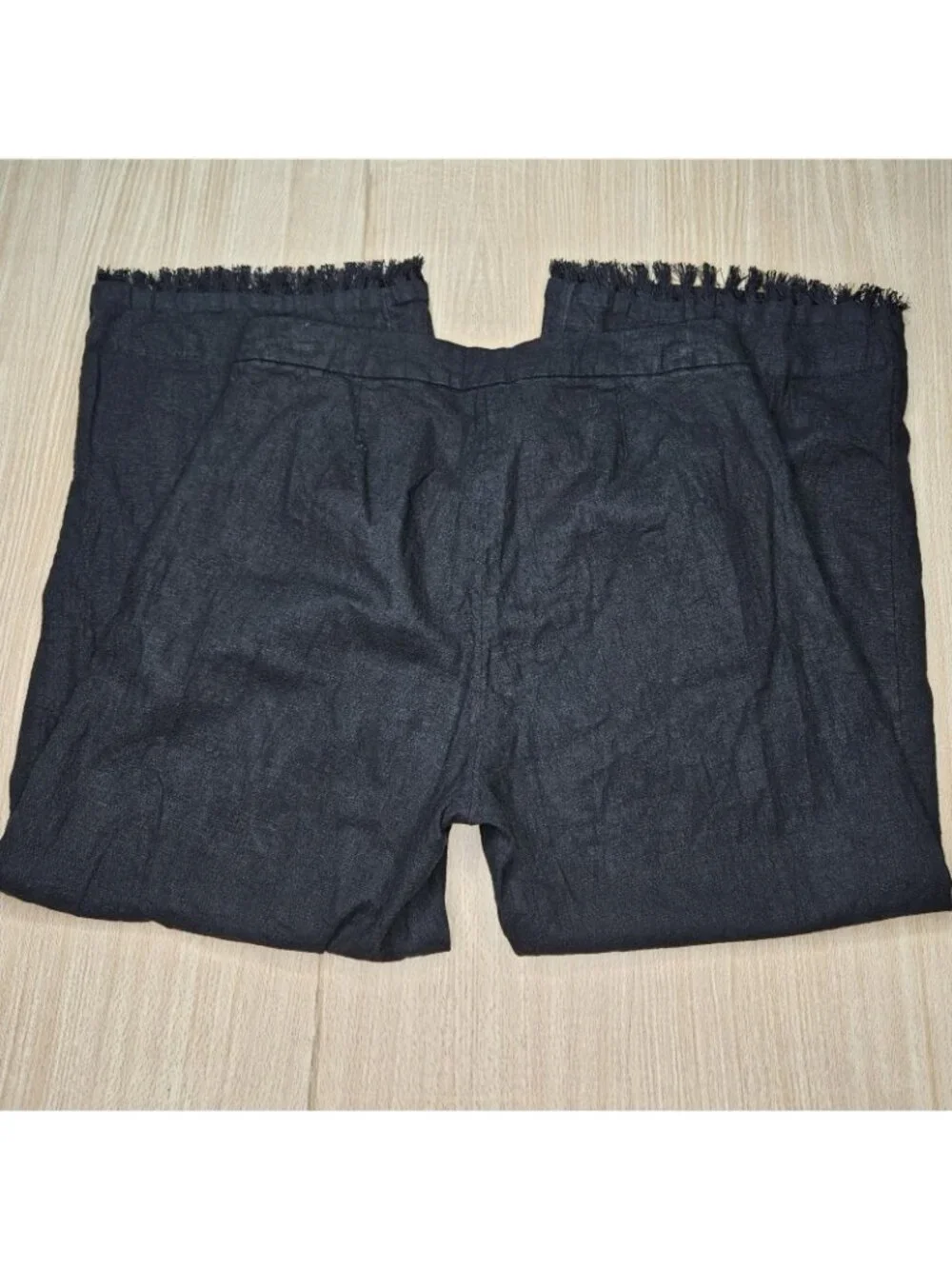 Banana Republic Womens Black Linen Blend Wide Leg Crop Pants 4